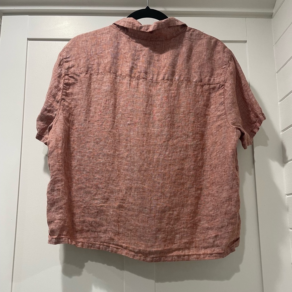 Women's Pink Linen Button-Up Top - Picture 2 of 4